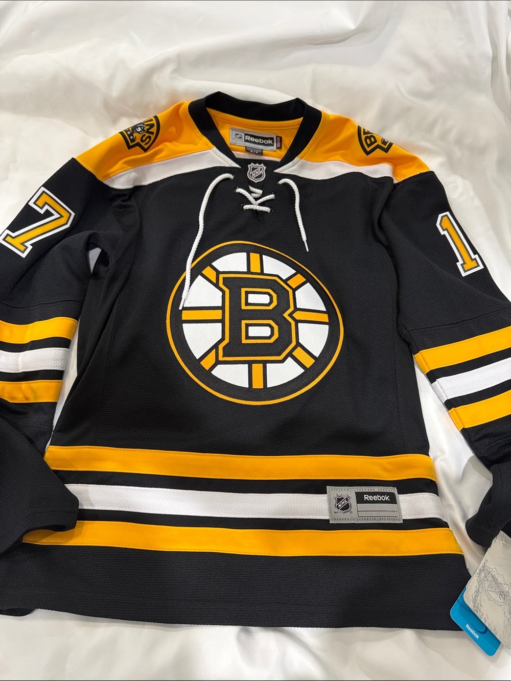 Reebok Black, Yellow & White Boston Bruins Hockey Jersey